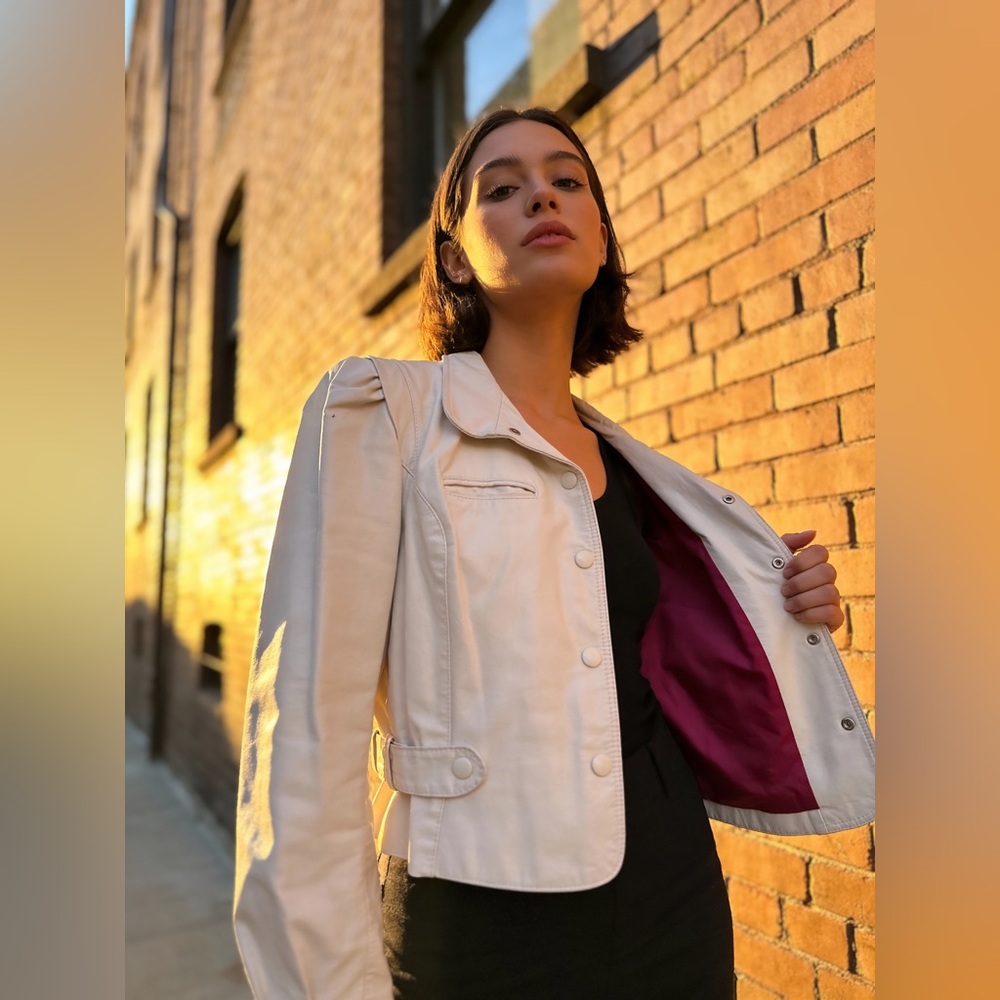 Opera Vintage 80’s White Leather Jacket